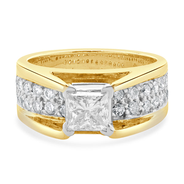 14 Karat Yellow & White Gold Princess Cut Diamond Engagement Ring