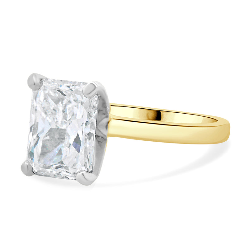 14 Karat Yellow & White Gold Radiant Cut Diamond Engagement Ring