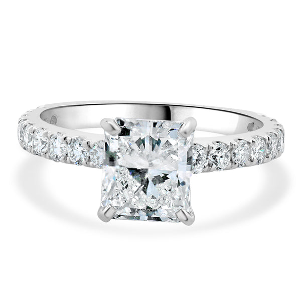 18 Karat White Gold Radiant Cut Diamond Engagement Ring