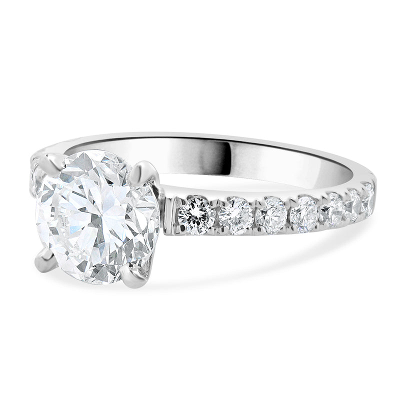 14 Karat White Gold Round Brilliant Cut Diamond Engagement Ring