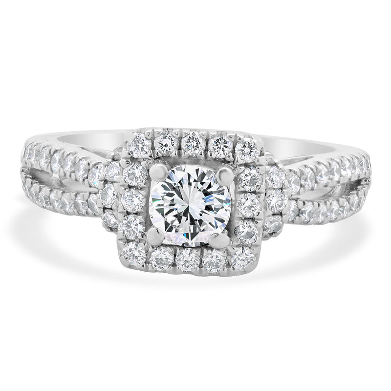 Vera Wang 14 Karat White Gold Round Brilliant Cut Diamond Engagement Ring