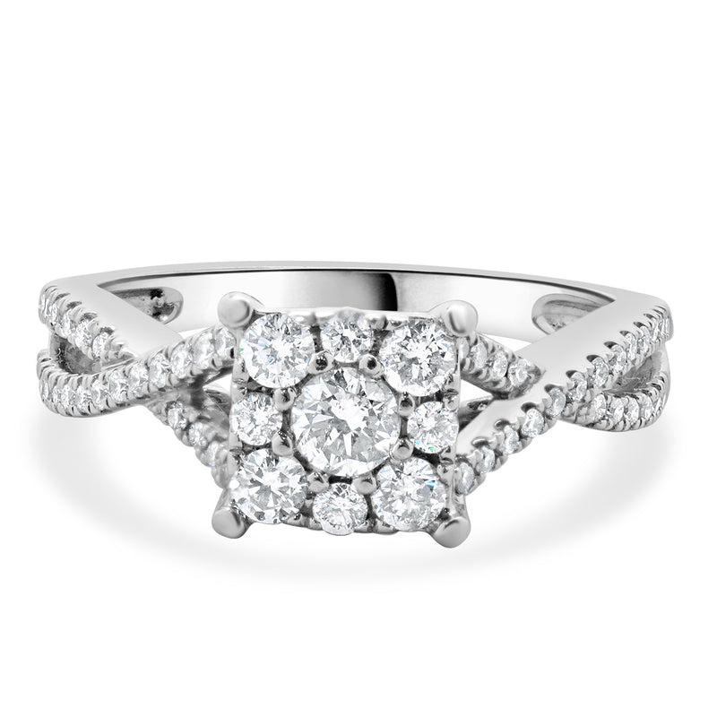 14 Karat White Gold Pave Diamond Engagement Ring