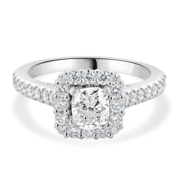 Vera Wang 14 Karat White Gold Cushion Cut Diamond Engagement Ring