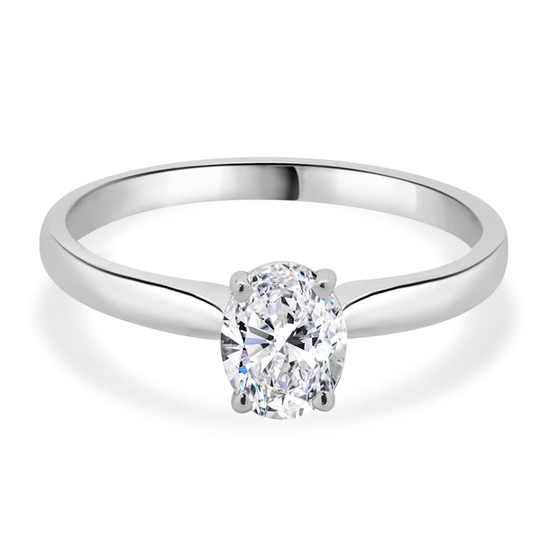14 Karat White Gold Oval Diamond Engagement Ring
