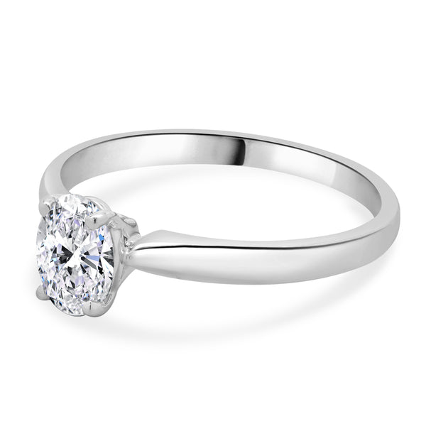 14 Karat White Gold Oval Diamond Engagement Ring