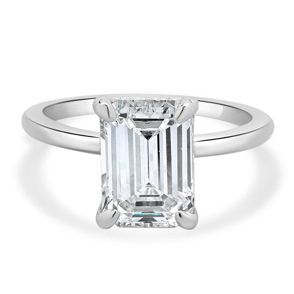 14 Karat White Gold Emerald Cut Diamond Engagement Ring