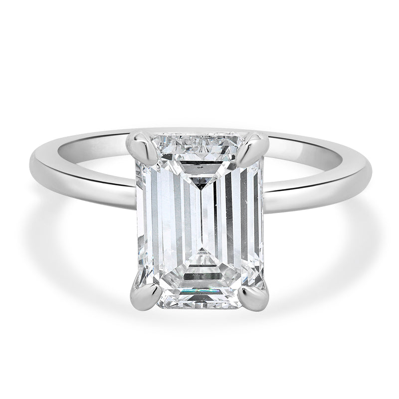 14 Karat White Gold Emerald Cut Diamond Engagement Ring