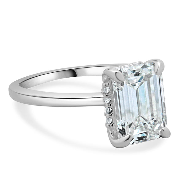 14 Karat White Gold Emerald Cut Diamond Engagement Ring