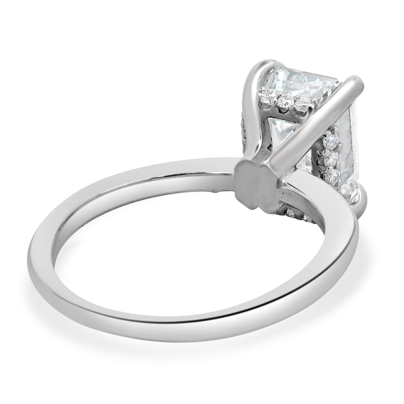 14 Karat White Gold Emerald Cut Diamond Engagement Ring
