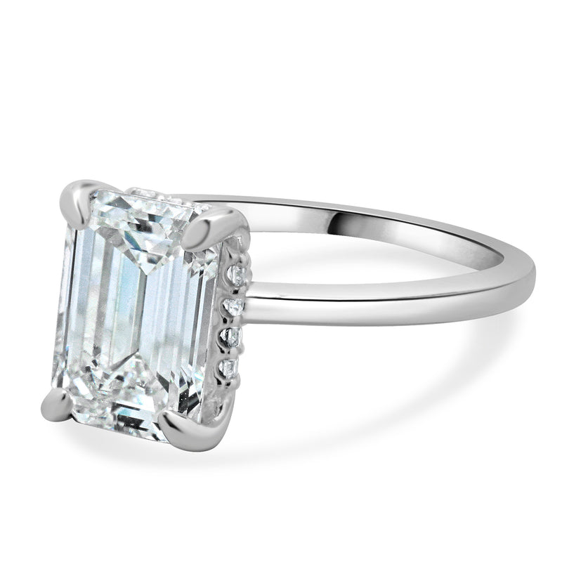 14 Karat White Gold Emerald Cut Diamond Engagement Ring