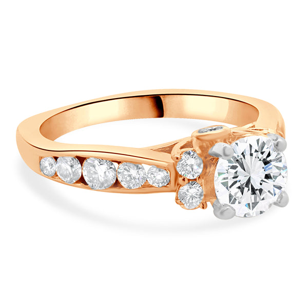14 Karat Rose Gold & Platinum Round Brilliant Cut Diamond Engagement Ring