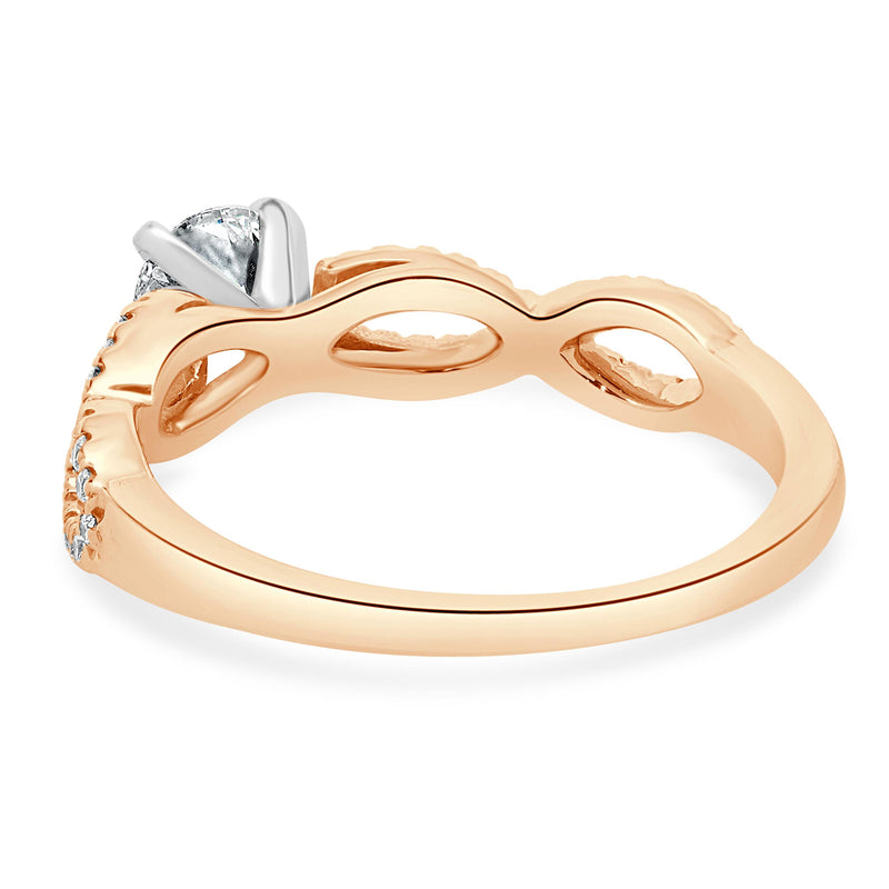 14 Karat Rose Gold Round Brilliant Cut Diamond Engagement Ring
