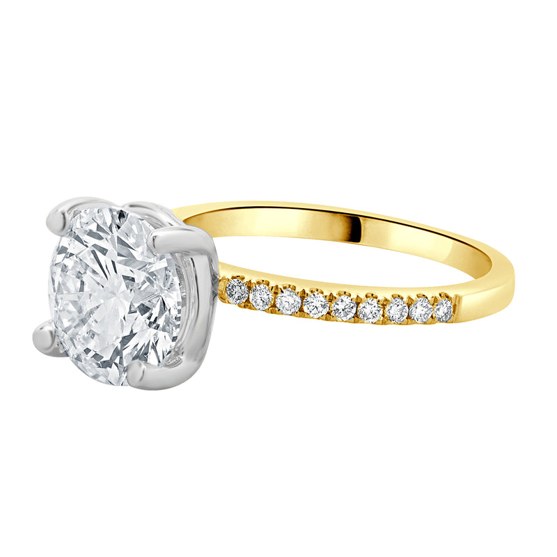 14 Karat Two Tone Round Brilliant Diamond Engagement Ring