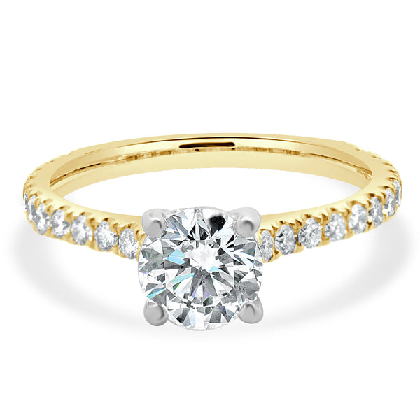 14k Yellow Gold Round Brilliant Cut Diamond Engagement Ring