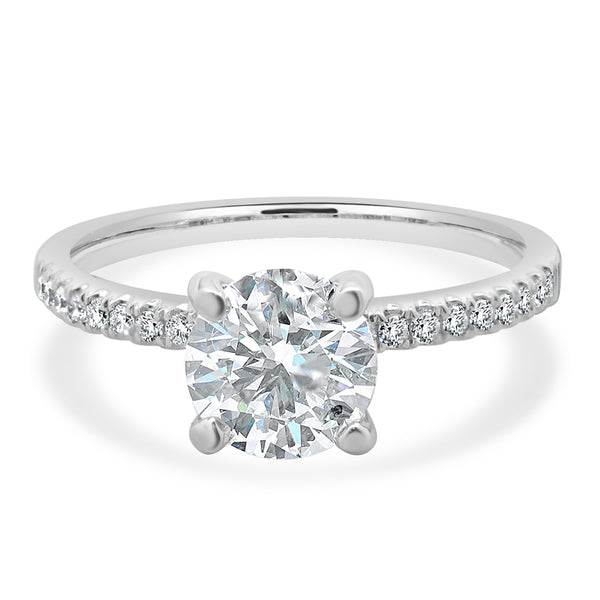 14k White Gold Round Brilliant Cut Diamond Engagement Ring