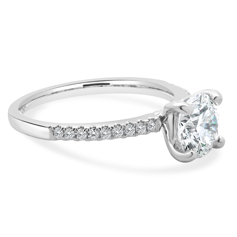 14k White Gold Round Brilliant Cut Diamond Engagement Ring
