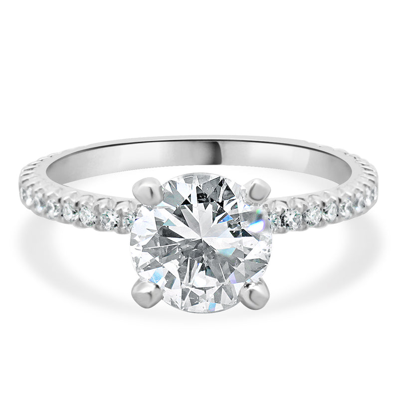 14k White Gold Round Brilliant Cut Diamond Engagement Ring