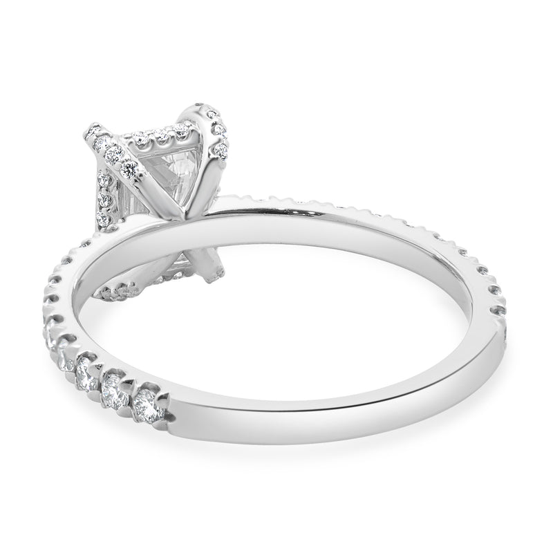 14k White Gold Emerald Cut Diamond Engagement Ring