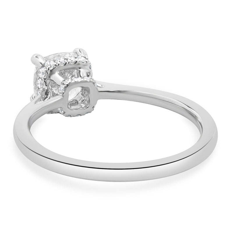 14 Karat White Gold Cushion Cut Diamond Engagement Ring