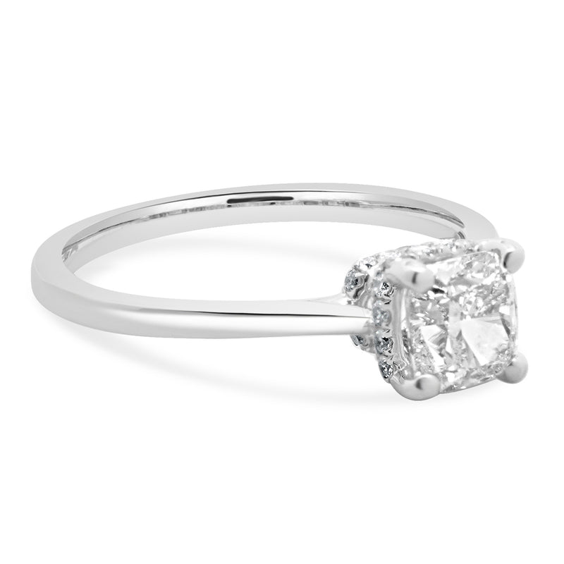 14 Karat White Gold Cushion Cut Diamond Engagement Ring