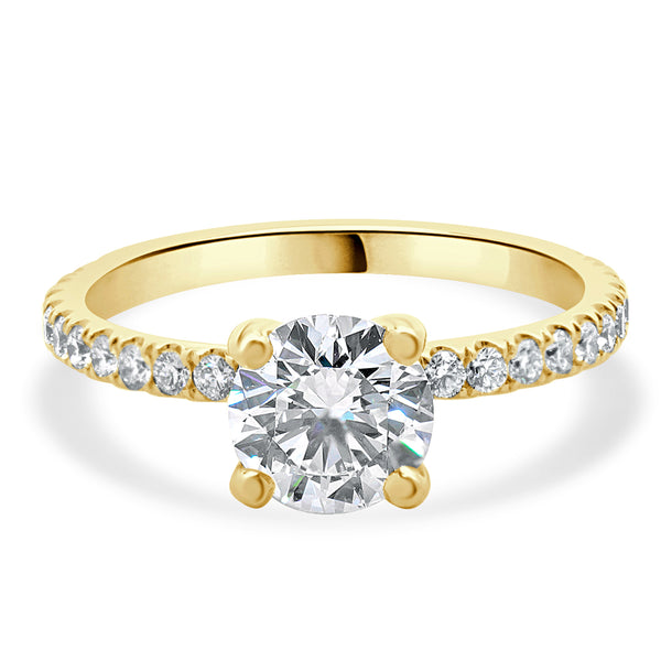 14k Yellow Gold Round Brilliant Cut Diamond Engagement Ring
