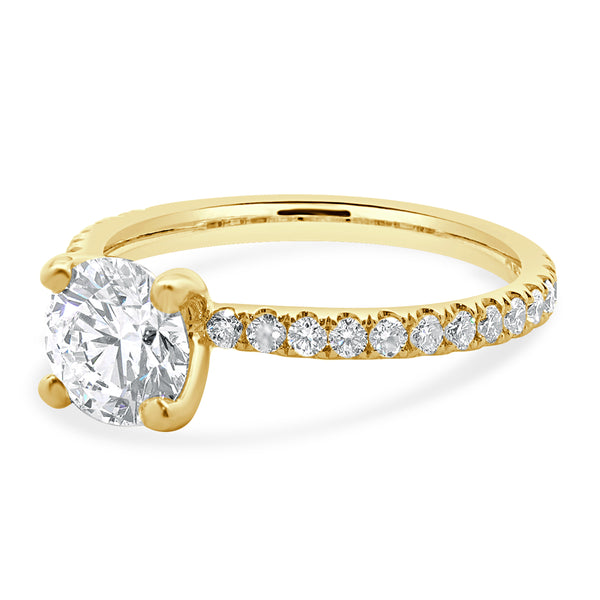 14k Yellow Gold Round Brilliant Cut Diamond Engagement Ring