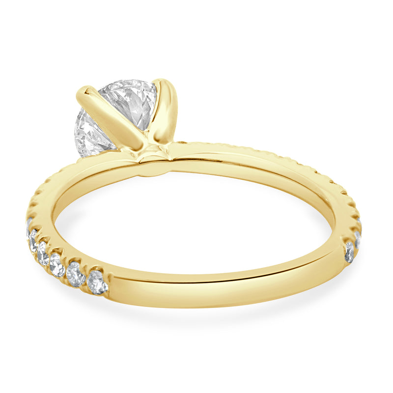 14k Yellow Gold Round Brilliant Cut Diamond Engagement Ring