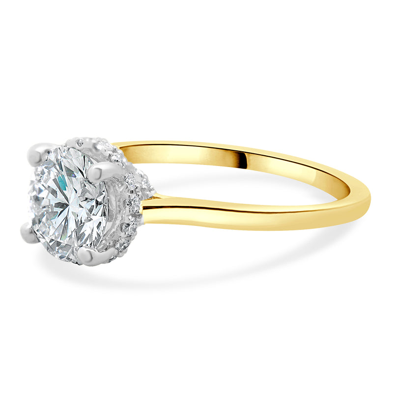 14k Two Tone Round Brilliant Cut Diamond Engagement Ring