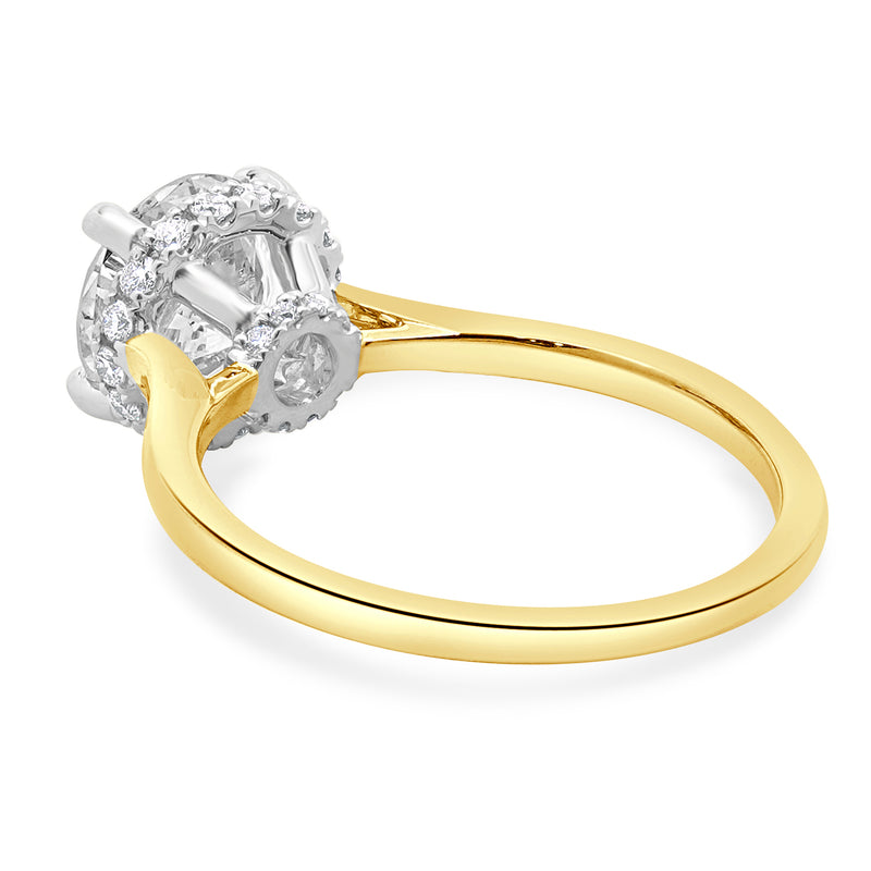 14k Two Tone Round Brilliant Cut Diamond Engagement Ring