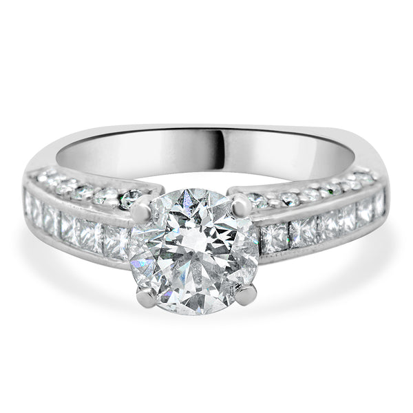 Platinum Round Brilliant Cut Diamond Engagement Ring