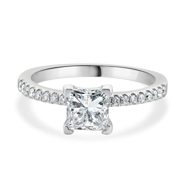 14 Karat White Gold Princess Cut Diamond Engagement Ring