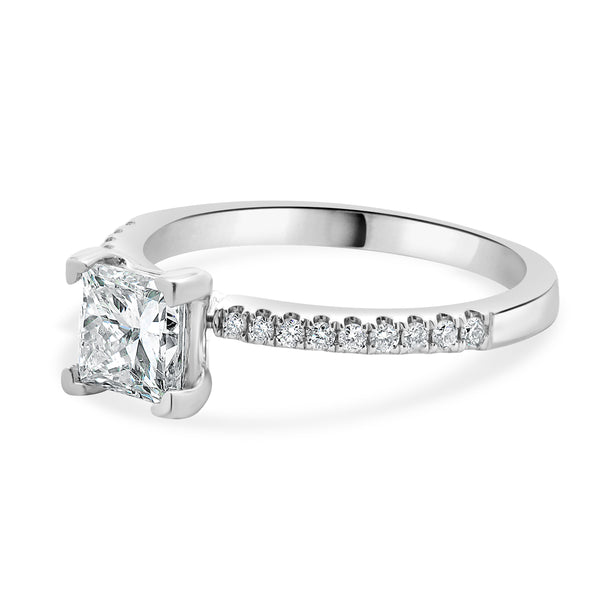 14 Karat White Gold Princess Cut Diamond Engagement Ring