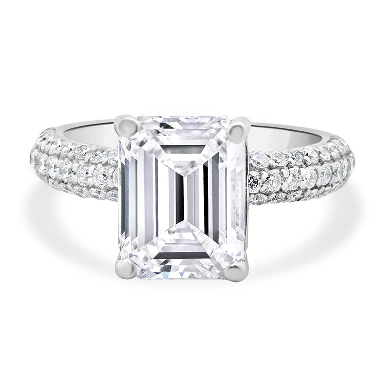 18 Karat White Gold Emerald Cut Diamond Engagement Ring