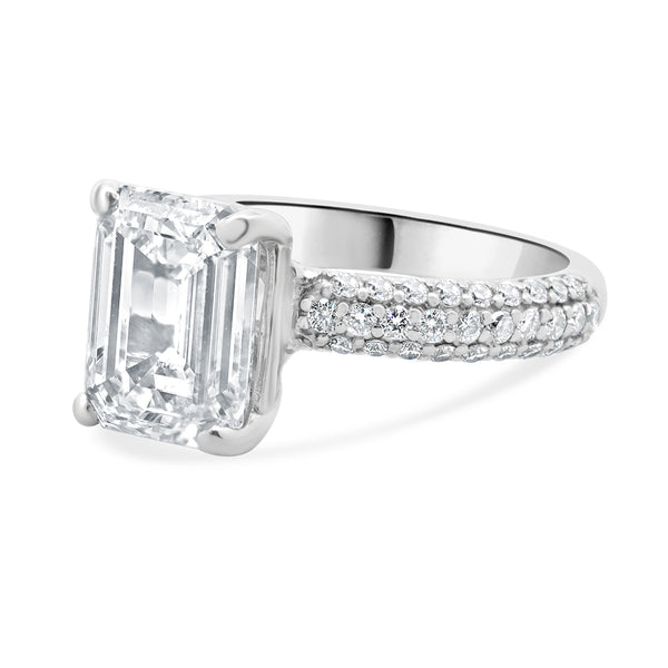 18 Karat White Gold Emerald Cut Diamond Engagement Ring