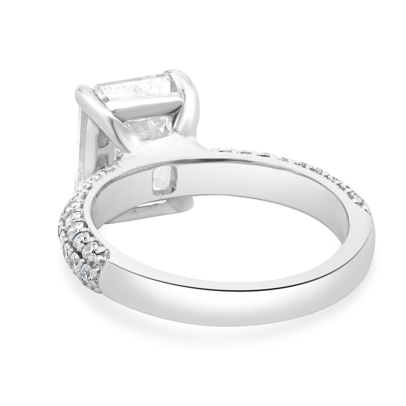 18 Karat White Gold Emerald Cut Diamond Engagement Ring