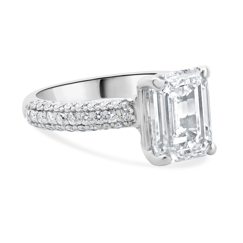 18 Karat White Gold Emerald Cut Diamond Engagement Ring