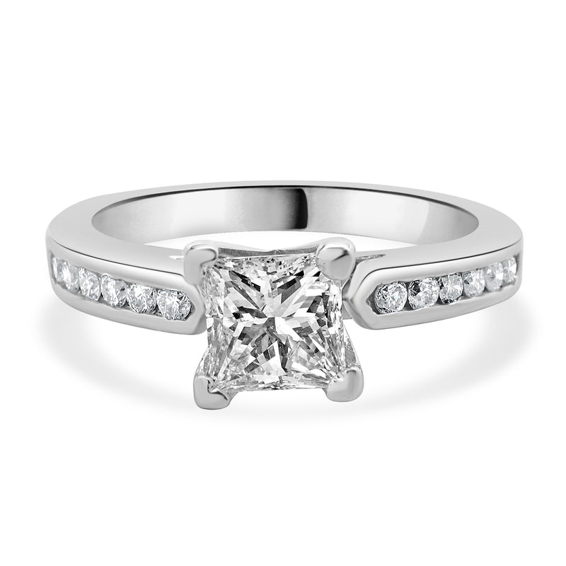 14 Karat White Gold Princess Cut Diamond Engagement Ring