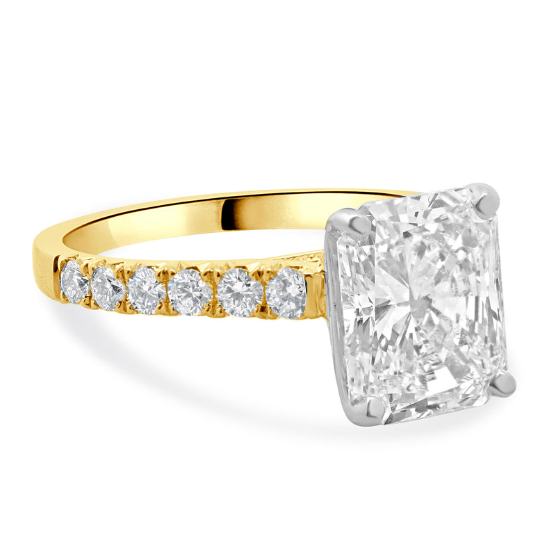 14 Karat Yellow & White Gold Radiant Cut Diamond Engagement Ring