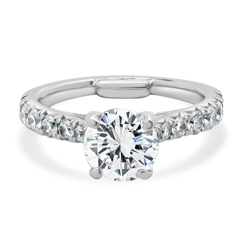 14 Karat White Gold Round Brilliant Cut Diamond Engagement Ring