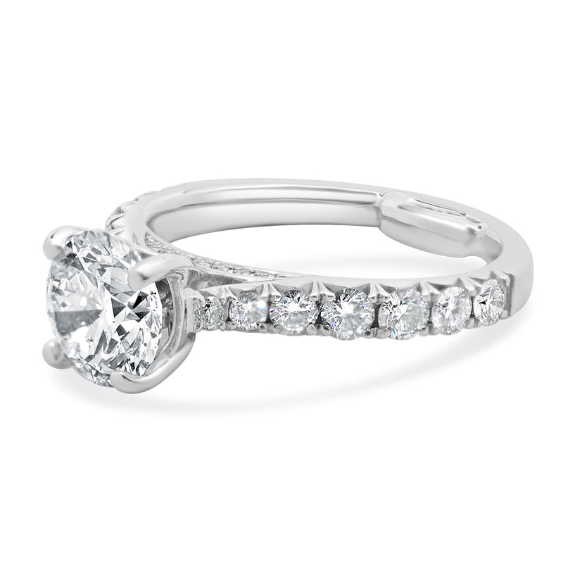 14 Karat White Gold Round Brilliant Cut Diamond Engagement Ring