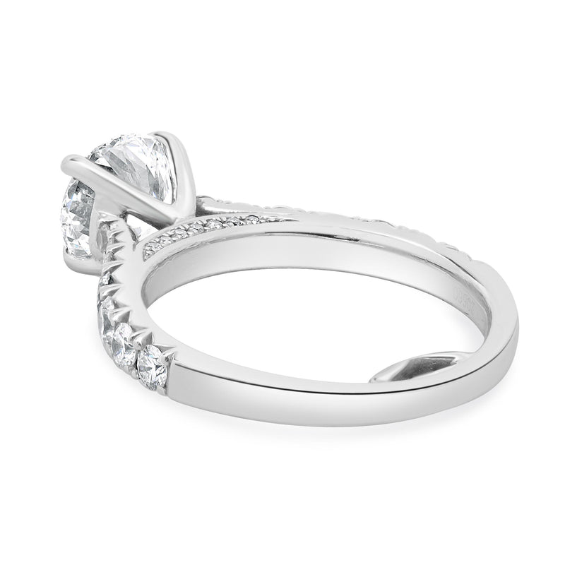 14 Karat White Gold Round Brilliant Cut Diamond Engagement Ring