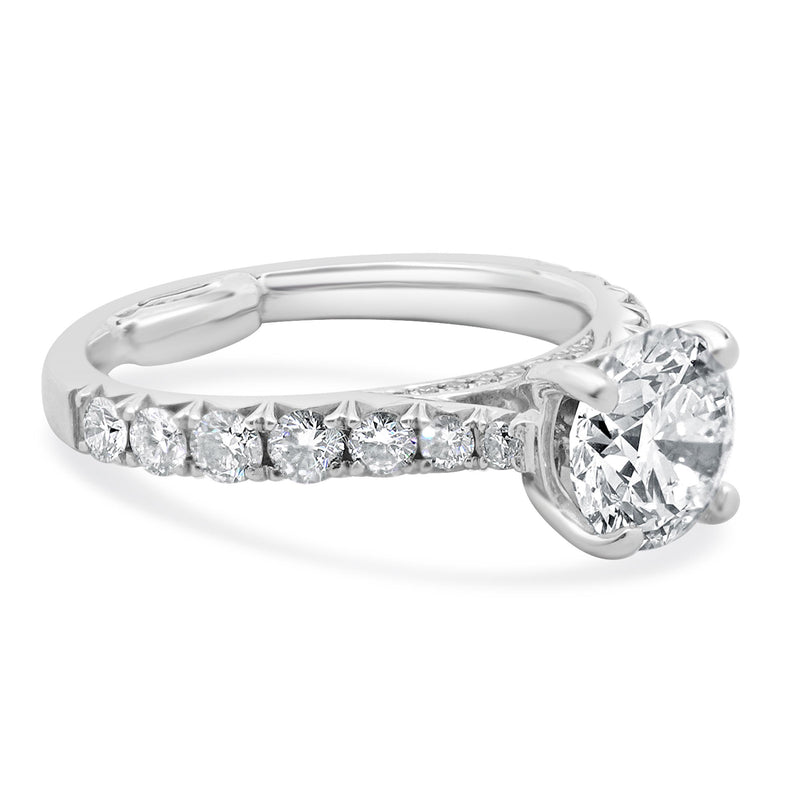 14 Karat White Gold Round Brilliant Cut Diamond Engagement Ring