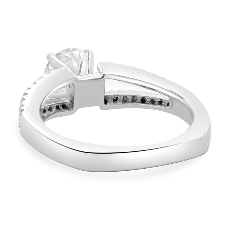 14 Karat White Gold Round Brilliant Cut Diamond Engagement Ring