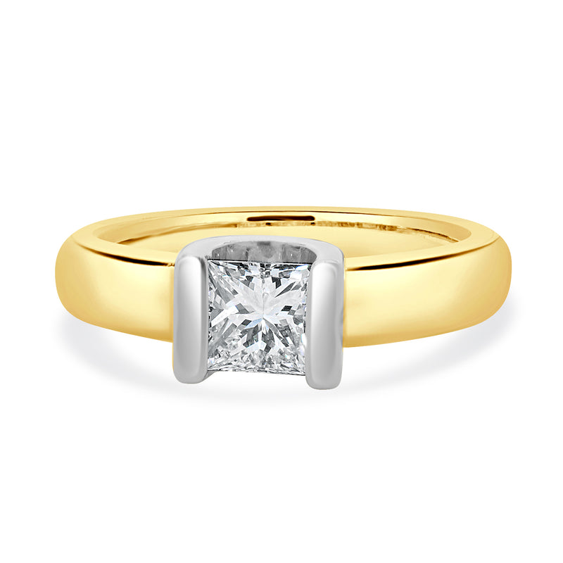 14 Karat Yellow Gold Princess Cut Diamond Engagement Ring