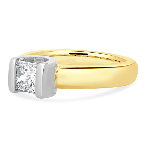 14 Karat Yellow Gold Princess Cut Diamond Engagement Ring