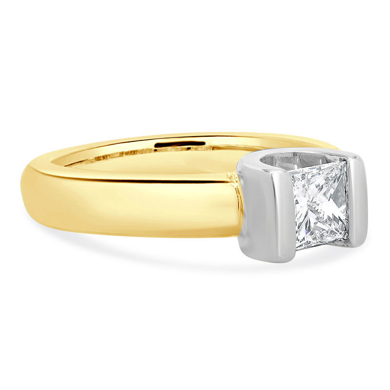14 Karat Yellow Gold Princess Cut Diamond Engagement Ring