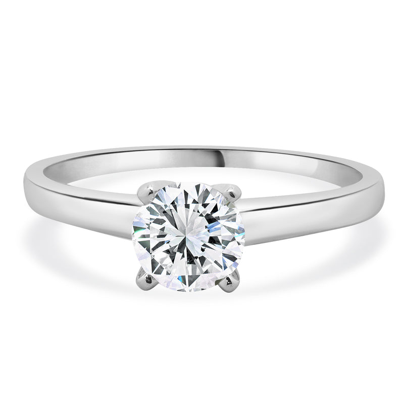 14 Karat White Gold Round Brilliant Cut Diamond Engagement Ring