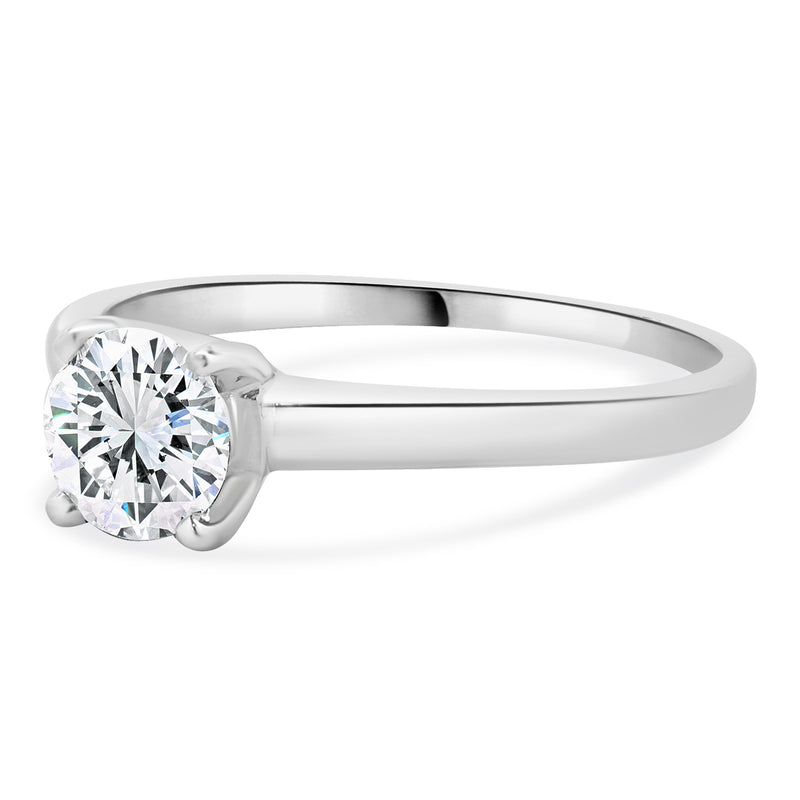 14 Karat White Gold Round Brilliant Cut Diamond Engagement Ring