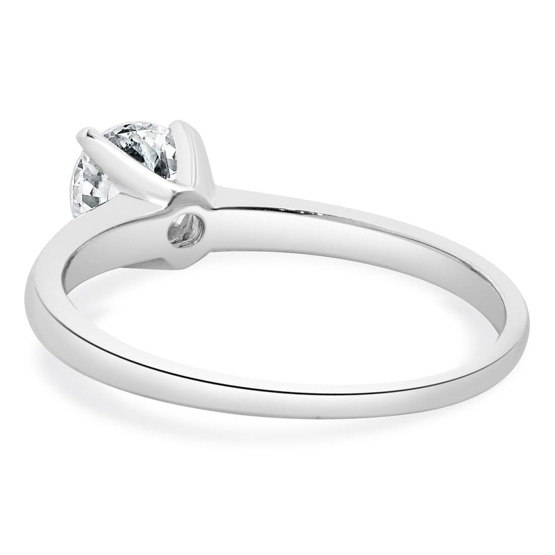 14 Karat White Gold Round Brilliant Cut Diamond Engagement Ring