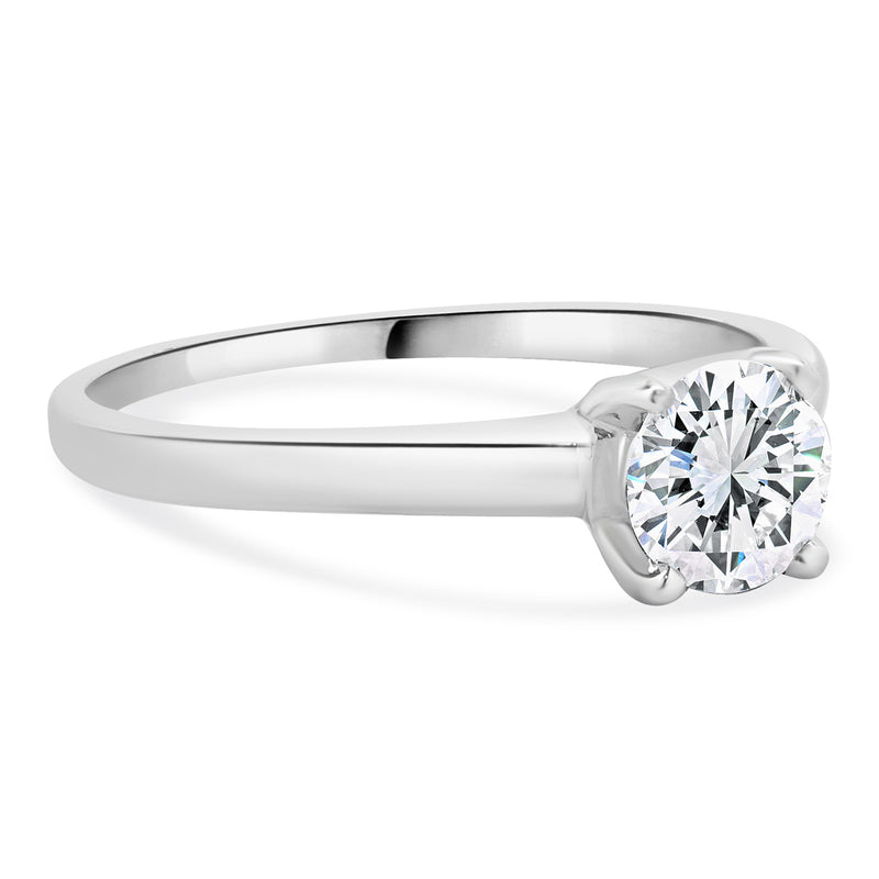 14 Karat White Gold Round Brilliant Cut Diamond Engagement Ring